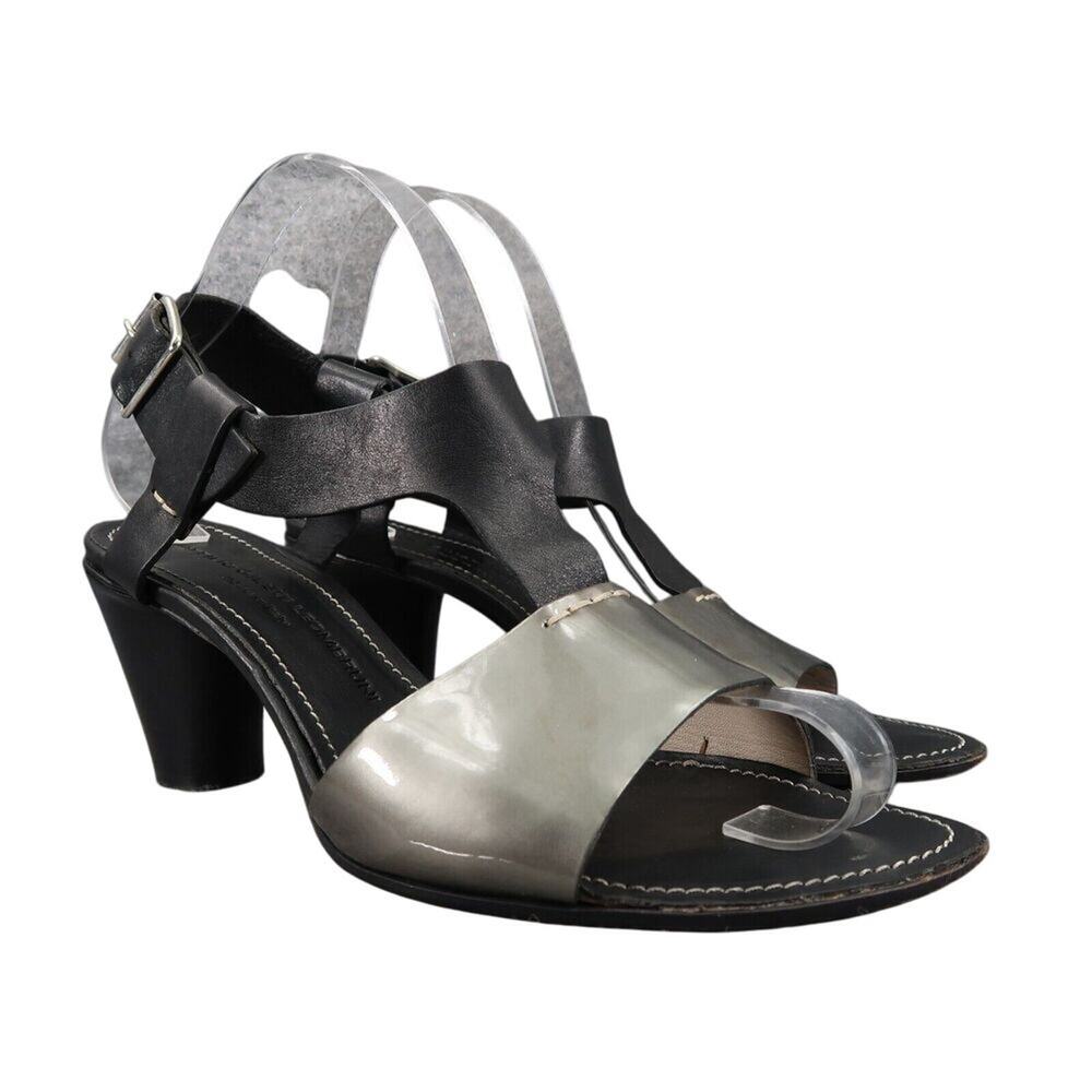 AGL Shoes Womens 39.5 Sandal Heels Fashion Leather Block Heel Classic Metallic